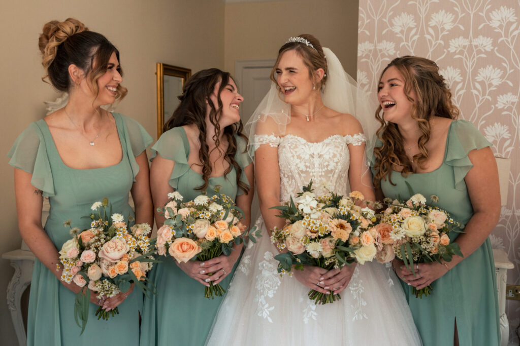 Bride and bridesmaid for a personalised fun wedding