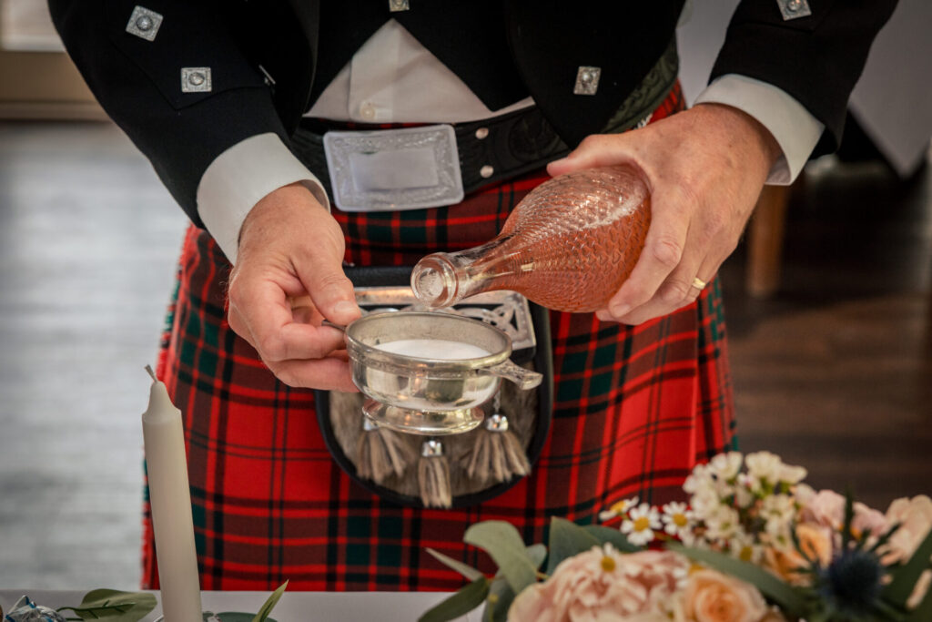 Traditional quaich ceremony for a personalised fun wedding